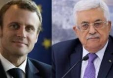 الرئيس الفلسطيني محمود عباس ونظيره الفرنسي ايمانويل ماكرون