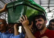 جرى تشييع قتلى تفجير غازي عنتاب، الذين تم التعرف على هوياتهم، يوم الاحد