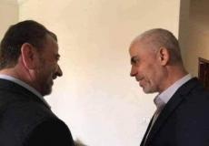 يحيى السنوار - مسؤول حركة حماس في غزة وصالح العاروري نائب رئيس المكتب السياسي -في غزة-