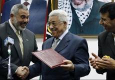 الرئيس محمود عباس واسماعيل هنية ومحمد دحلان