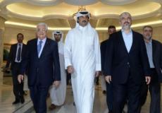 الرئيس عباس ومشعل وأمير قطر