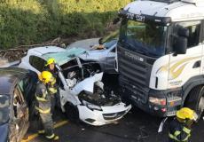 حادث  تصادم بين مركبة وسيارة في مدينة طبريا "أرشيف"