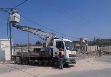 اصلاح شبكة الكهرباء نتيجة استهداف مركز سعيد المسحال بغزة