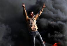 متظاهر مشارك في مسيرة العودة على حدود غزة