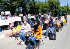 طلبة جامعة بيرزيت يعتصمون ضد عرقلة الاحتلال دخول اساتذة الجامعة الى فلسطين