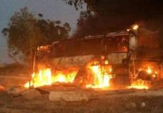 استهداف حافلة بالكورنيت شرق غزة