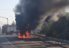 احتراق سيارة قرب مجد الكروم
