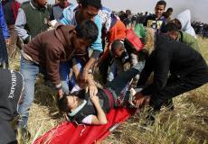 أحد الجرحى الفلسطينيين على حدود غزة اليوم