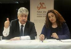 احمد مجدلاني عضو اللجنة التنفيذية لمنظمة التحرير خلال زيارته مركز مساواة بحيفا