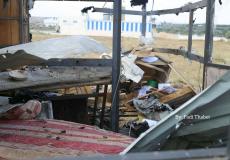 آثار القصف المدفعي الاسرائيلي صباح اليوم