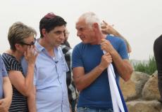 جانب من التظاهرة التي نظمتها عائلة الجندي الإسرائيلي الأسير لدى المقاومة الفلسطينية هدار غولدين على حدود غزة