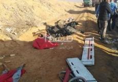 من حادث تصادم مركبتين في المنوفية