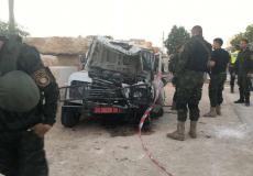 جيب الامن الوطني الذي تعرض لحادث السير في جنين توفي على إثره 3 جنود