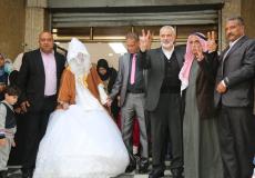 هنية يزف العروس شيماء الحويطي من منزله في غزة