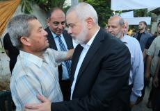  رئيس المكتب السياسي لحركة حماس إسماعيل هنية يزور بيت عزاء تامر السلطان شمال غزة