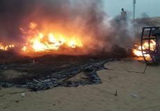 طائرات الاحتلال تحرق خيام وإطارات شرق رفح