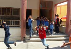 مناورة إخلاء لمدرسة في قطاع غزة