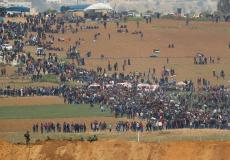 من مسيرة العودة الكبرى شرق غزة -ارشيف-