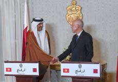 الرئيس التونسي وأمير قطر خلال المؤتمر الصحفي