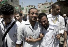 خلال تشييع جثمان المسعف عبدالله القططي جنوب قطاع غزة