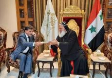 مدير عام الدائرة السياسية لمنظمة التحرير الفلسطينية السفير أنور عبد الهادي و البطريرك مار أغناطيوس أفرام الثاني