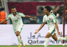 لاعب العراق يحتفل بالفوز