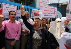 احتجاجات موظفي الأونروا في غزة على قرار فصلهم -صورة ارشيفية-