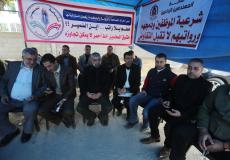 خيمة اعتصام لموظفي غزة مقابل مجلس الوزراء