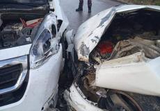 حادث اصطدام مركبتين على طريق دير الغصون