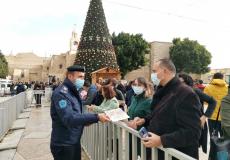 الشرطة الفلسطينية خلال استقبال بريرك طائفة اللاتين- بيت لحم