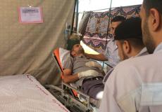 الاحتلال يستهدف سيارة اسعاف بالغاز شرق غزة وإصابة طاقمها بالاختناق - مسيرة العودة