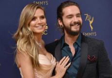 عازف الغيتار الألماني توم كاوليتس وزوجته  عارضة الأزياء الألمانية هايدي كلوم