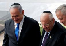 غانتس ونتنياهو مع الرئيس الإسرائيلي
