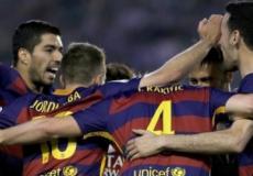 فرحة لاعبي برشلونة