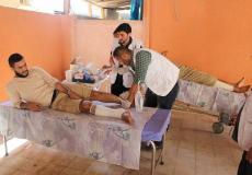 لجان الرعاية الصحية يستقبل عدد من الاصابات بمقره الرئيسي في غزة