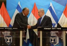 رئيس الوزراء الاسرائيلي بنيامين نتنياهو ووزير الخارجية المصري سامح شكري