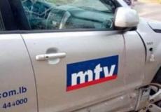 فريق mtv لحادث سير خلال تغطية حرائق لبنان