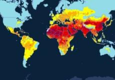 خارطة نشرتها منظمة الصحة العالمية تبين انتشار ظاهرة الهواء الملوث واماكن تركزها