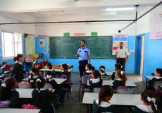 لقاءات توعوية حول الحوادث المرورية في مدرسة أم القرى في غزة