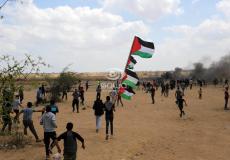 المتظاهرون الفلسطينيون في مسيرة العودة بغزة اليوم الاثنين