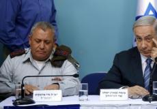 بنيامين نتنياهو رئيس الحكومة الإٍسرائيلية وغادي ايزنكوت رئيس اركان جيش الاحتلال