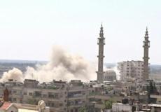 جانب من القصف على حي الوعر المحاصر في حمص