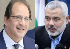 إسماعيل هنية رئيس المكتب السياسي لحركة "حماس" واللواء عباس كامل رئيس جهاز المخابرات المصري -ارشيف-