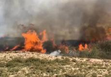 حريق اندلع في غلاف غزة اليوم بفعل البالونات الحارقة