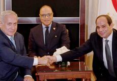 الرئيس المصري عبد الفتاح السيسي خلال اجتماعه مع رئيس الوزراء الاسرائيلي بنيامين نتنياهو بشأن غزة 