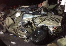 صورة لأحد المركبات العسكرية التي تعرضت للحادث