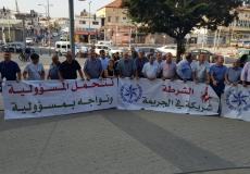 مظاهرة أمام مقر الشرطة الاسرائيلية  في مدينة يافا 