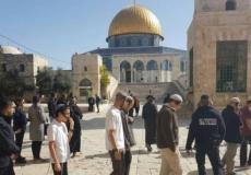 الأوقاف الإسلامية : 100 مستوطن و45 طالب يهودي اقتحموا باحات الأقصى 