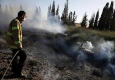 حريق في أحراش إسرائيلية بغلاف غزة بسبب طائرة ورقية