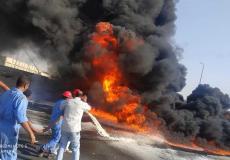 شاهد: حريق ضخم يلتهم عشرات المركبات بطريق الإسماعيلية في القاهرة